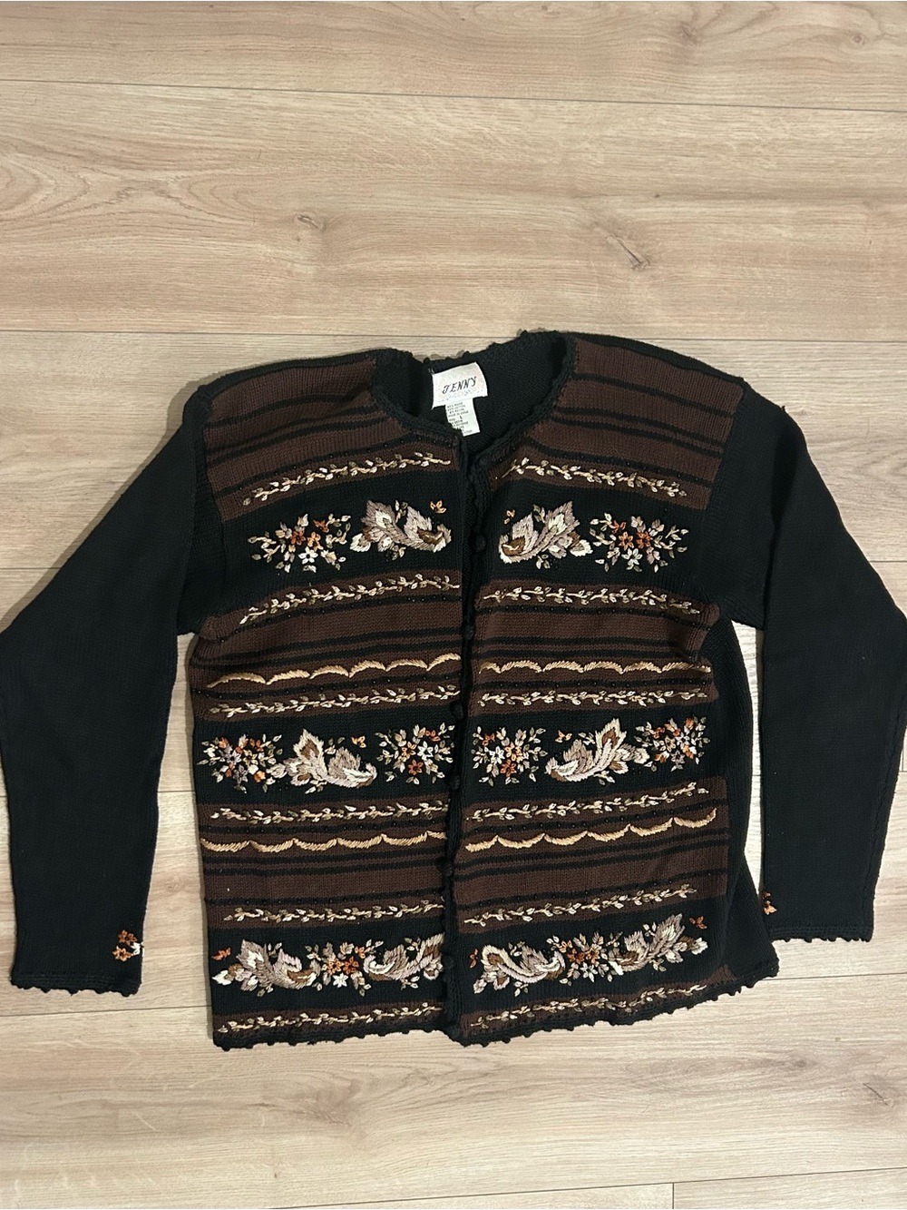 Vintage Jenny Embroidered Cardigan Sweater, Cottagecore Grandma Knit